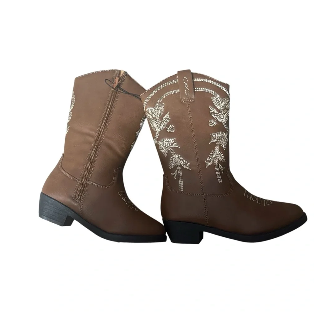 NWT/KENSIE GIRL Brown Cowboy Boots Kids - Mid Calf Western Shoes Cowgirl Riding